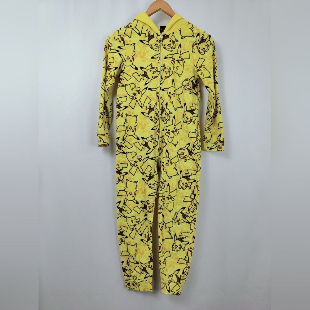 Pokemon Pikachu Hooded One Piece Suit Pajamas Kids Sz L